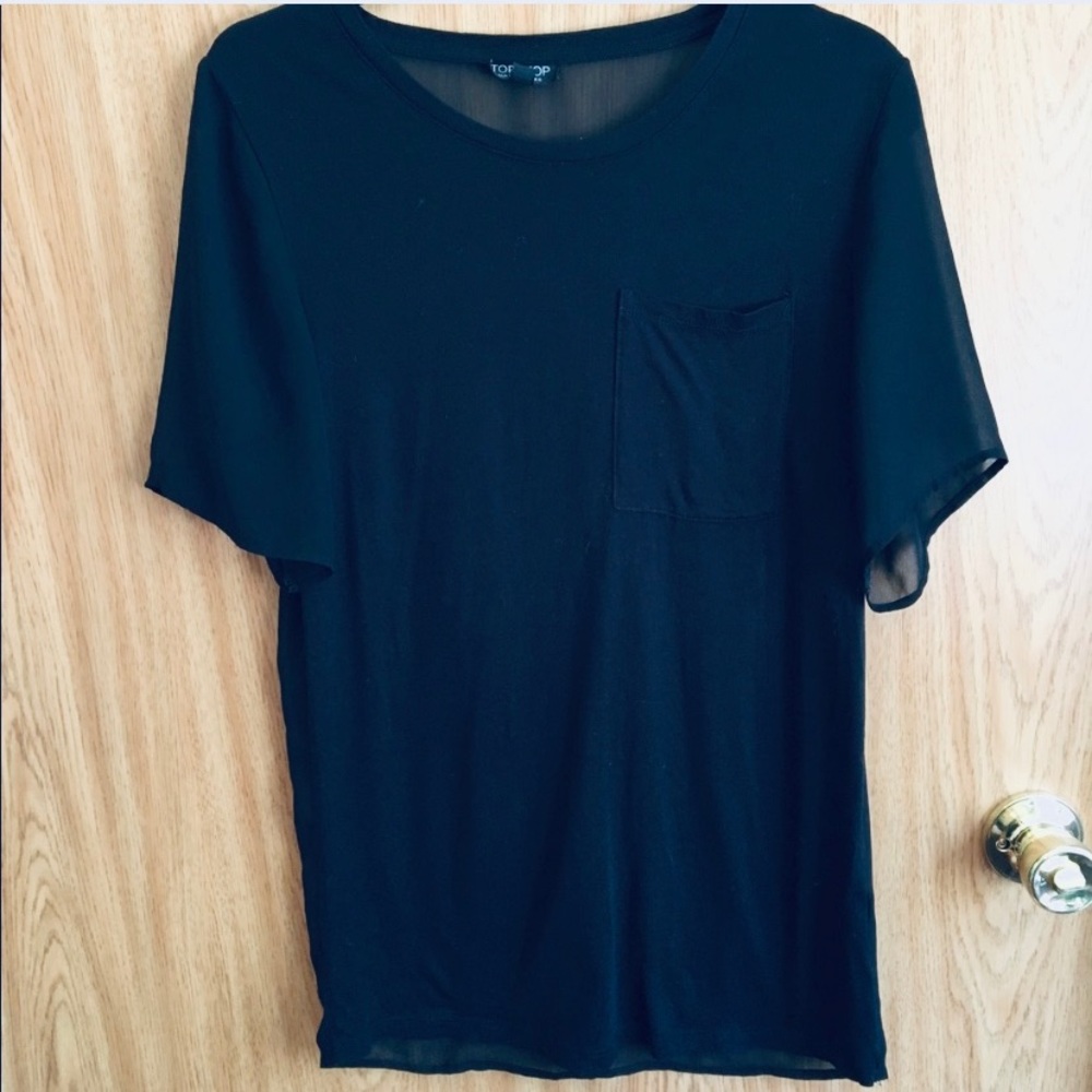 TopShop Sheer Transparent Back Basic Slim T-Shirt - Picture 3 of 16